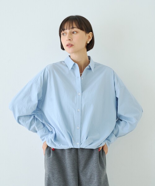 Rouge vif Anna(ルージュヴィフアンナ)の「ポリエステルコットンツイストシャツ(シャツ/ブラウス・レディース・ホワイト/サックスブルー/グレイッシュベージュ・フリー)」の4枚目の写真