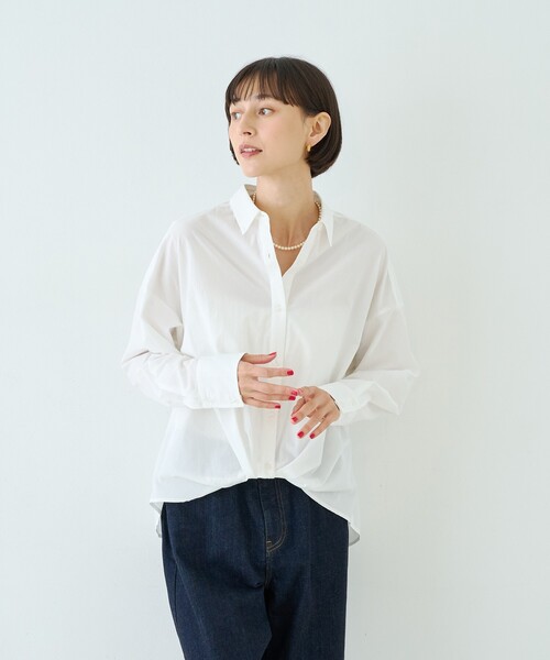Rouge vif Anna(ルージュヴィフアンナ)の「ポリエステルコットンツイストシャツ(シャツ/ブラウス・レディース・ホワイト/サックスブルー/グレイッシュベージュ・フリー)」の10枚目の写真