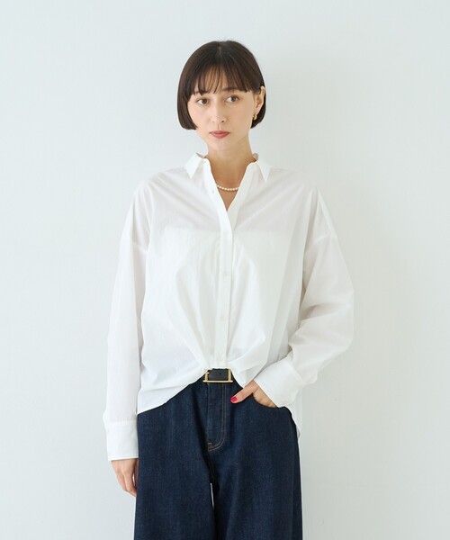Rouge vif Anna(ルージュヴィフアンナ)の「ポリエステルコットンツイストシャツ(シャツ/ブラウス・レディース・ホワイト/サックスブルー/グレイッシュベージュ・フリー)」の11枚目の写真