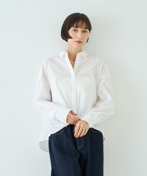 Rouge vif Anna(ルージュヴィフアンナ)の「ポリエステルコットンツイストシャツ(シャツ/ブラウス・レディース・ホワイト/サックスブルー/グレイッシュベージュ・フリー)」の12枚目の写真