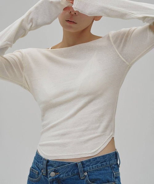 TODAYFUL(トゥデイフル)の「【TODAYFUL/トゥデイフル】Soft Fraise Tops/ソフトフレーズトップス(Tシャツ/カットソー・レディース・チャコールグレー/ライトグレー/アイボリー・FREE)」の2枚目の写真