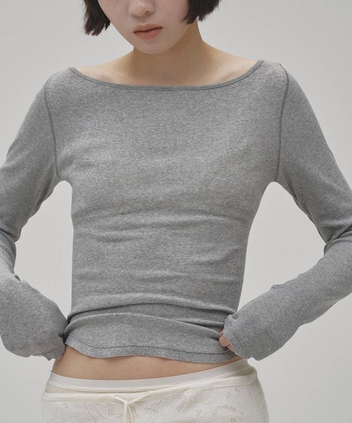 TODAYFUL(トゥデイフル)の「【TODAYFUL/トゥデイフル】Soft Fraise Tops/ソフトフレーズトップス(Tシャツ/カットソー・レディース・チャコールグレー/ライトグレー/アイボリー・FREE)」の1枚目の写真