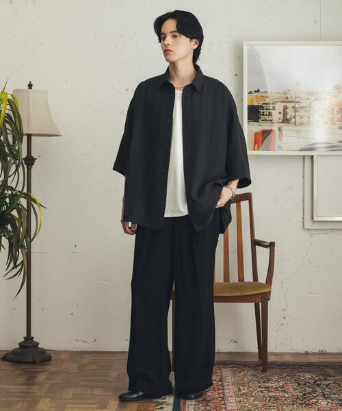 SENSE OF PLACE by URBAN RESEARCH(センスオブプレイスバイアーバンリサーチ)の「スエードタッチエクストラルーズショートスリーブシャツ(シャツ/ブラウス・メンズ・ブラック/ブラウン・MEDIUM/LARGE)」の17枚目の写真