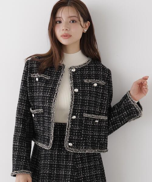 PROPORTION BODY DRESSING（プロポーションボディドレッシング）の「ノーカラーツイードジャケット / 1216255904（ノーカラージャケット・レディース・ブラック/ホワイト系その他・MEDIUM/SMALL）」の5枚目の写真