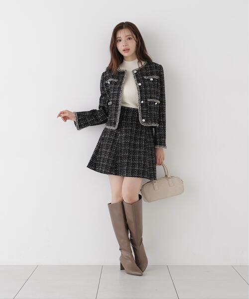 PROPORTION BODY DRESSING（プロポーションボディドレッシング）の「ノーカラーツイードジャケット / 1216255904（ノーカラージャケット・レディース・ブラック/ホワイト系その他・MEDIUM/SMALL）」の6枚目の写真