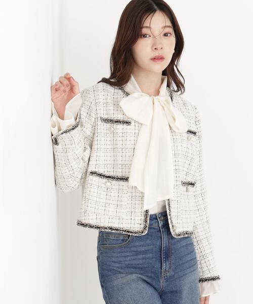 PROPORTION BODY DRESSING（プロポーションボディドレッシング）の「ノーカラーツイードジャケット / 1216255904（ノーカラージャケット・レディース・ブラック/ホワイト系その他・MEDIUM/SMALL）」の10枚目の写真