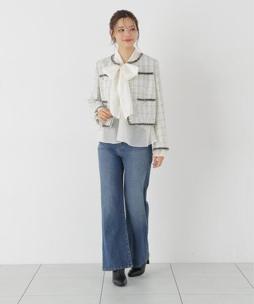 PROPORTION BODY DRESSING(プロポーションボディドレッシング)の「ノーカラーツイードジャケット / 1216255904(ノーカラージャケット・レディース・ブラック/ホワイト系その他・MEDIUM/SMALL)」の3枚目の写真