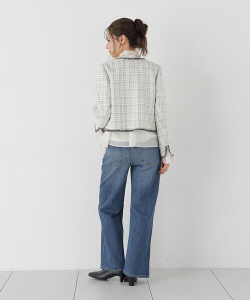 PROPORTION BODY DRESSING(プロポーションボディドレッシング)の「ノーカラーツイードジャケット / 1216255904(ノーカラージャケット・レディース・ブラック/ホワイト系その他・MEDIUM/SMALL)」の4枚目の写真