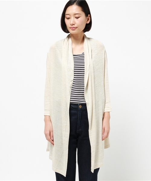 Denime（ドゥニーム）の「ニットソーフードカーディガン（カーディガン/ボレロ・レディース・グレー/アイボリー/ネイビー/オレンジ・FREE）」の5枚目の写真