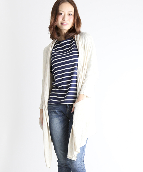 Denime（ドゥニーム）の「ニットソーフードカーディガン（カーディガン/ボレロ・レディース・グレー/アイボリー/ネイビー/オレンジ・FREE）」の13枚目の写真