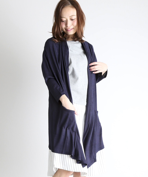 Denime（ドゥニーム）の「ニットソーフードカーディガン（カーディガン/ボレロ・レディース・グレー/アイボリー/ネイビー/オレンジ・FREE）」の16枚目の写真