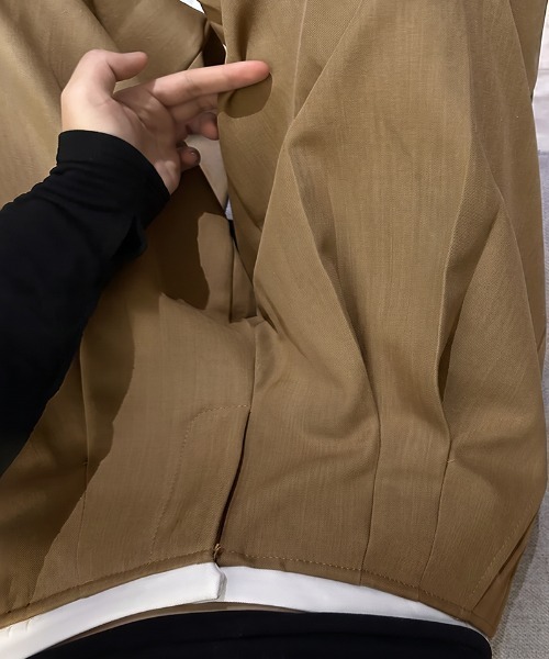 COCOMOMO（ココモモ）の「ウエスト配色タックスラックスパンツ レイヤード風 パンツ 配色 ワイドパンツ ツータック スラックス タックワイドパンツ タックワイドスラックス ハイウエスト きれいめ カジュアル（スラックス・レディース・ブラウン/ブラック/ダークグレー・S/M/L）」の12枚目の写真