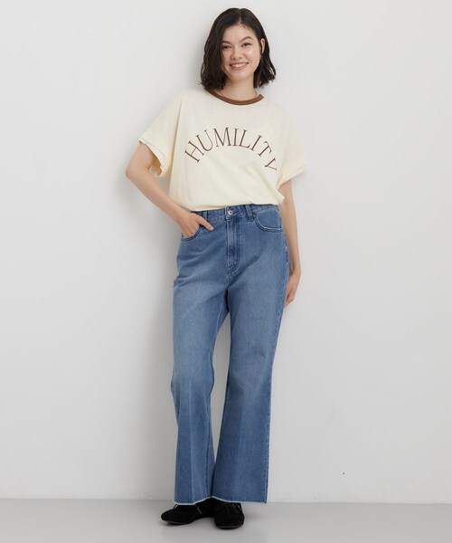 THE SHOP TK (ザ ショップ ティーケー )の「リンガーロゴTシャツ(Tシャツ/カットソー・レディース・アイボリー/ダークブラウン・99)」の5枚目の写真