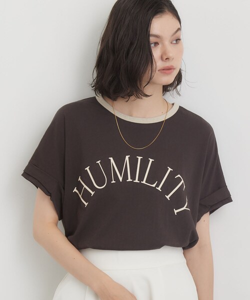 THE SHOP TK (ザ ショップ ティーケー )の「リンガーロゴTシャツ(Tシャツ/カットソー・レディース・アイボリー/ダークブラウン・99)」の8枚目の写真