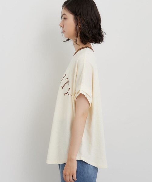 THE SHOP TK (ザ ショップ ティーケー )の「リンガーロゴTシャツ(Tシャツ/カットソー・レディース・アイボリー/ダークブラウン・99)」の12枚目の写真