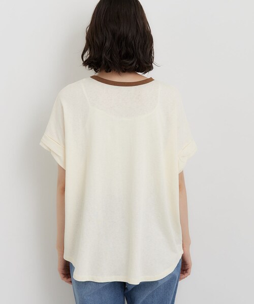 THE SHOP TK (ザ ショップ ティーケー )の「リンガーロゴTシャツ(Tシャツ/カットソー・レディース・アイボリー/ダークブラウン・99)」の13枚目の写真