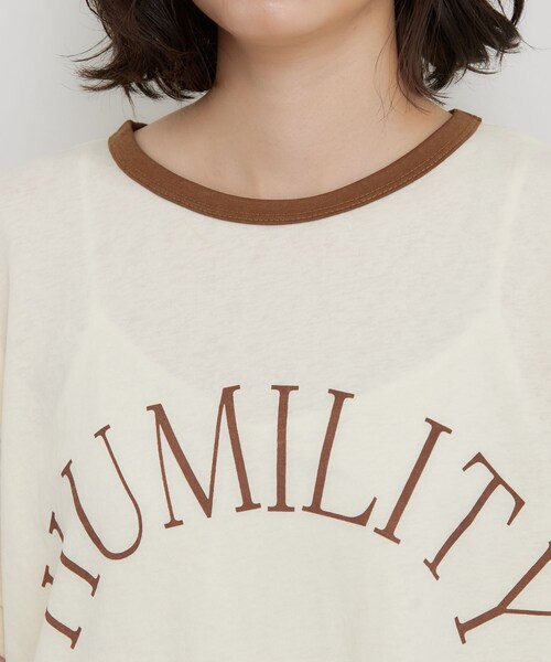 THE SHOP TK (ザ ショップ ティーケー )の「リンガーロゴTシャツ(Tシャツ/カットソー・レディース・アイボリー/ダークブラウン・99)」の14枚目の写真