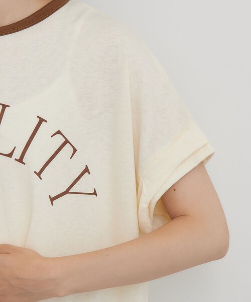 THE SHOP TK (ザ ショップ ティーケー )の「リンガーロゴTシャツ(Tシャツ/カットソー・レディース・アイボリー/ダークブラウン・99)」の15枚目の写真