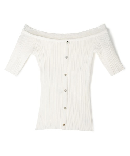 M DOLLY(エムドリー)の「Lace ilou rib tops / レースリルーリブトップス(Tシャツ/カットソー・レディース・ブラック/アイボリー・FREE)」の13枚目の写真