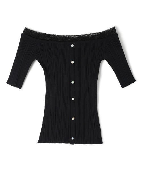 M DOLLY(エムドリー)の「Lace ilou rib tops / レースリルーリブトップス(Tシャツ/カットソー・レディース・ブラック/アイボリー・FREE)」の14枚目の写真