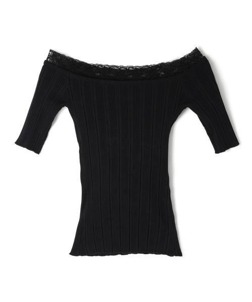 M DOLLY(エムドリー)の「Lace ilou rib tops / レースリルーリブトップス(Tシャツ/カットソー・レディース・ブラック/アイボリー・FREE)」の15枚目の写真