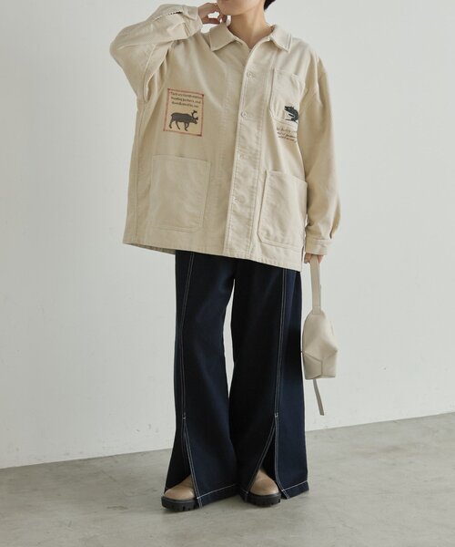 ear PAPILLONNER(イアパピヨネ)の「Kendai×SUM1 STYLE別注コーデュロイジャケット【SUM1 STYLE】(ブルゾン・レディース・ホワイト・FREE)」の9枚目の写真