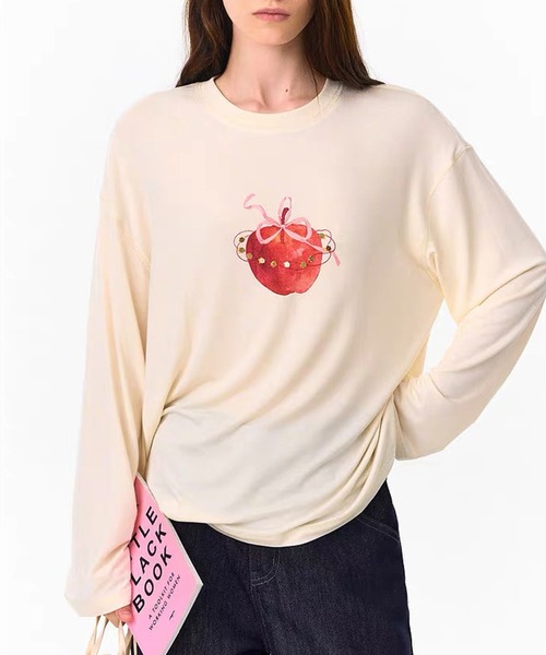 Fano Studios（ファノ ストゥディオズ）の「アップルモチーフ ロングスリーブTシャツ FQ26S135【Fano Studios】【2026AW】（Tシャツ/カットソー・レディース・アイボリー・S/M/L）」の7枚目の写真