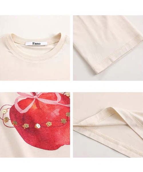 Fano Studios（ファノ ストゥディオズ）の「アップルモチーフ ロングスリーブTシャツ FQ26S135【Fano Studios】【2026AW】（Tシャツ/カットソー・レディース・アイボリー・S/M/L）」の11枚目の写真