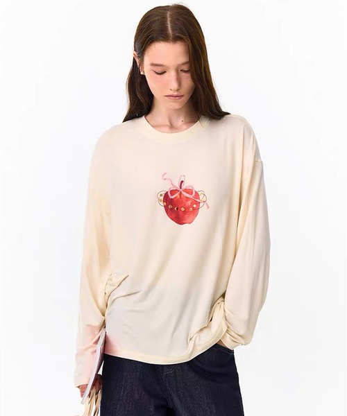 Fano Studios（ファノ ストゥディオズ）の「アップルモチーフ ロングスリーブTシャツ FQ26S135【Fano Studios】【2026AW】（Tシャツ/カットソー・レディース・アイボリー・S/M/L）」の6枚目の写真
