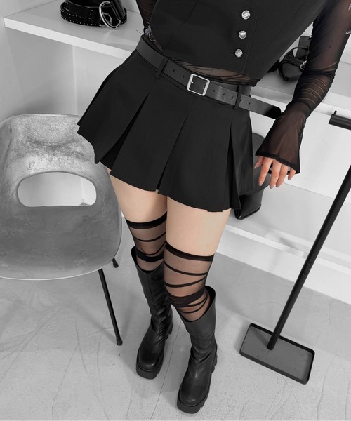 jiasecond.(ジアセカンド)の「【jiasecond.】ベルト付きプリーツスカパン / ボトムス パンツ ベルト プリーツ ミニ ブラック グレー ZOZOTOWN限定(その他パンツ・レディース・グレー/ブラック・FREE)」の7枚目の写真