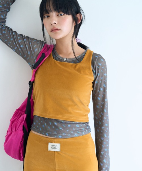 common gull products.(コモンガルプロダクツ)の「薄暮のベロアタンク(タンクトップ・レディース・ネイビー/マスタード/ボルドー・SMALL/LARGE/MEDIUM)」の3枚目の写真