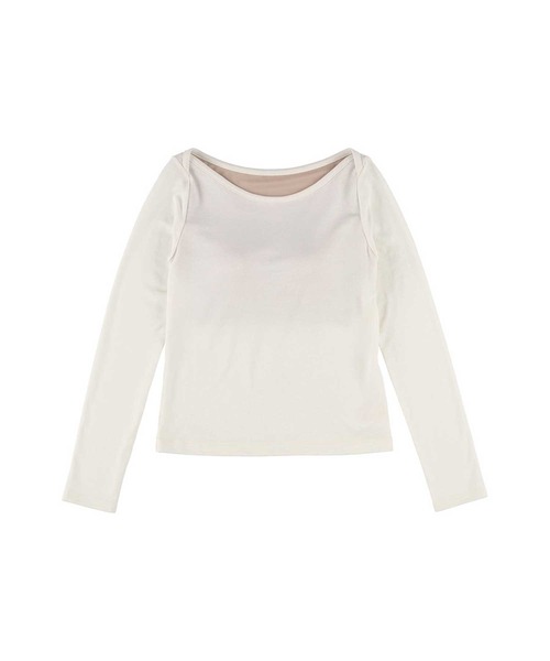 OUR WACOAL(アワワコール)の「カップ付きボートネックトップス(Tシャツ/カットソー・レディース・ブラウン/アイボリー/ブラック/グレー・L/M)」の2枚目の写真