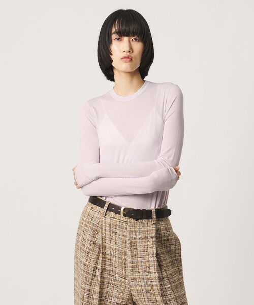 AEWEN MATOPH(イウエン マトフ)の「<AEWEN MATOPH>シアー クルーネック カットソー(Tシャツ/カットソー・レディース・ブラック/ライラック/オフホワイト・FREE)」の1枚目の写真