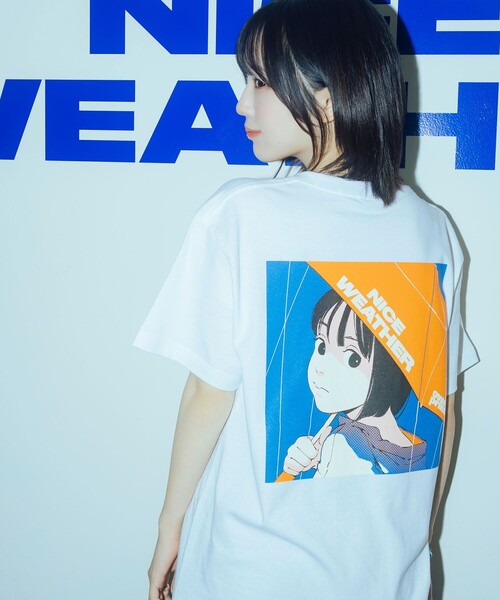 NICE WEATHER(ナイスウェザー)の「【別注】<over print × なえなの>プリント Tシャツ/COTOH(Tシャツ/カットソー・レディース・ブラック/ライトブルー/ホワイト・L/M/S)」の2枚目の写真