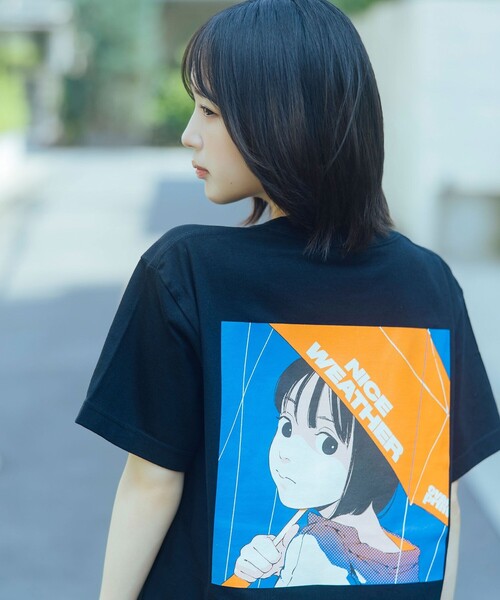 NICE WEATHER(ナイスウェザー)の「【別注】<over print × なえなの>プリント Tシャツ/COTOH(Tシャツ/カットソー・レディース・ブラック/ライトブルー/ホワイト・L/M/S)」の6枚目の写真