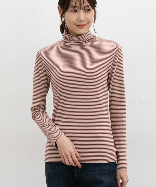 Honeys(ハニーズ)の「フライスボーダータートル(Tシャツ/カットソー・レディース・ブラック系その他2/レッド系その他2/ネイビー系1/パープル系その他2/ブラウン系その他2・LL/L/S/M)」の5枚目の写真