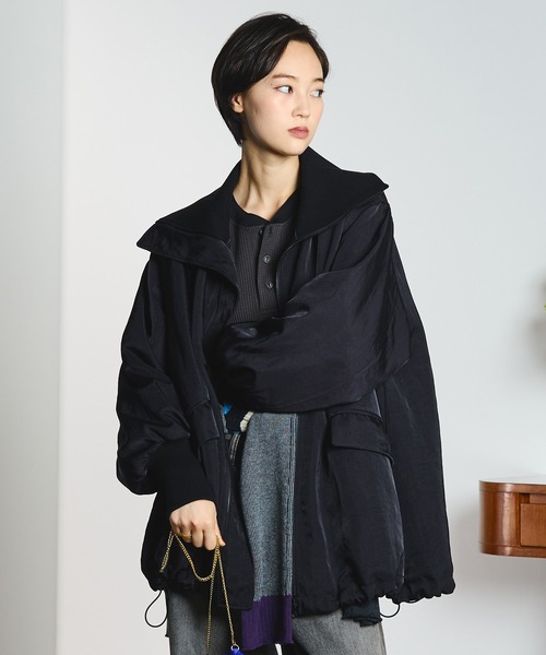 ROSE BUD(ローズバッド)の「(CREOLME)BIG COLLAR PADDED COAT(ステンカラーコート・レディース・ブラック/ブラウン・S/M)」の6枚目の写真