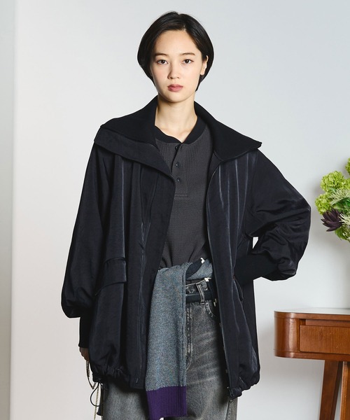 ROSE BUD(ローズバッド)の「(CREOLME)BIG COLLAR PADDED COAT(ステンカラーコート・レディース・ブラック/ブラウン・S/M)」の7枚目の写真