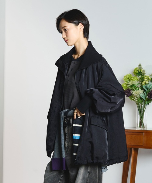 ROSE BUD(ローズバッド)の「(CREOLME)BIG COLLAR PADDED COAT(ステンカラーコート・レディース・ブラック/ブラウン・S/M)」の8枚目の写真