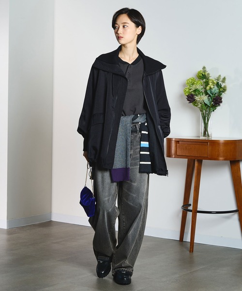 ROSE BUD(ローズバッド)の「(CREOLME)BIG COLLAR PADDED COAT(ステンカラーコート・レディース・ブラック/ブラウン・S/M)」の10枚目の写真
