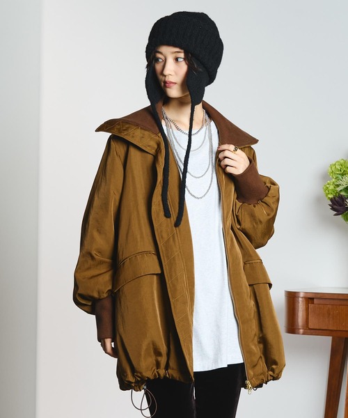 ROSE BUD(ローズバッド)の「(CREOLME)BIG COLLAR PADDED COAT(ステンカラーコート・レディース・ブラック/ブラウン・S/M)」の15枚目の写真