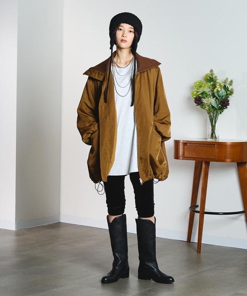 ROSE BUD(ローズバッド)の「(CREOLME)BIG COLLAR PADDED COAT(ステンカラーコート・レディース・ブラック/ブラウン・S/M)」の18枚目の写真
