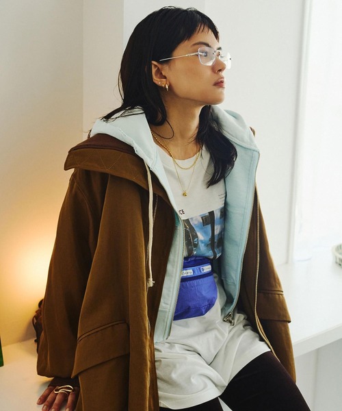 ROSE BUD(ローズバッド)の「(CREOLME)BIG COLLAR PADDED COAT(ステンカラーコート・レディース・ブラック/ブラウン・S/M)」の3枚目の写真