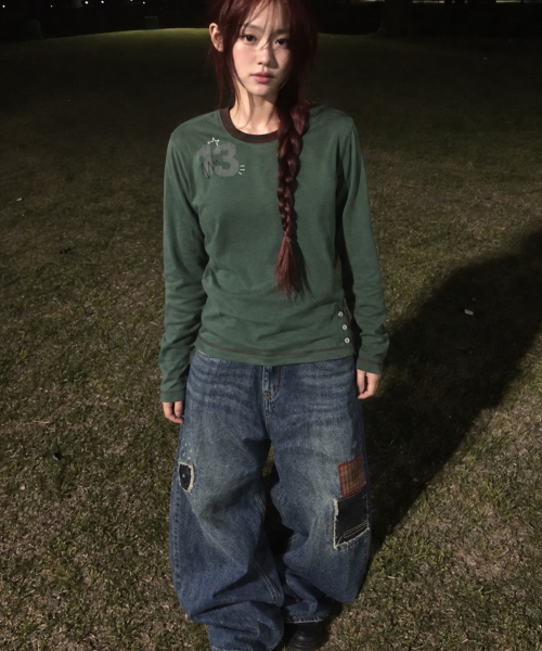 MAINBOOTH(メインブース)の「Repaired Denim Pants(BLUE)(デニムパンツ・レディース・その他・S-M/LARGE/3)」の2枚目の写真