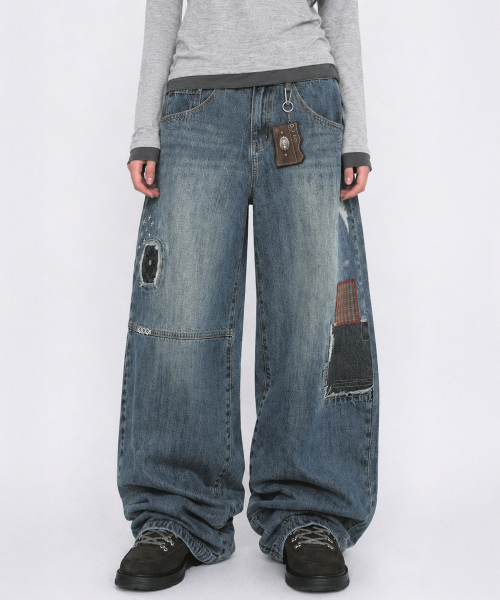 MAINBOOTH(メインブース)の「Repaired Denim Pants(BLUE)(デニムパンツ・レディース・その他・S-M/LARGE/3)」の5枚目の写真