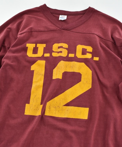 Champion(チャンピオン)の「【USED】80's Champion "U.S.C.12" フットボール Tシャツ USA製(Tシャツ/カットソー・メンズ・レッド・LARGE)」の2枚目の写真
