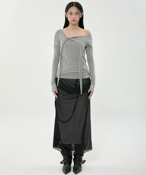 FLAREUP（フレアアップ）の「3レイヤードブレイドスリーブ (FL-184_Gray)（Tシャツ/カットソー・レディース・グレー・OS）」の4枚目の写真