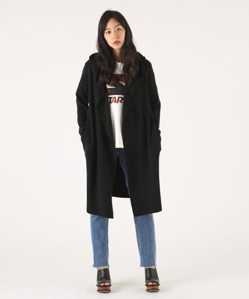 MOUSSY(マウジー)の「HOODIE CDK(カーディガン/ボレロ・レディース・トップグレー/ブラック/ベージュ・FREE)」の1枚目の写真