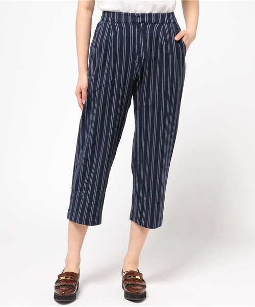 GLOBAL WORK(グローバルワーク)の「ワイドクロプトパンツ/708547(その他パンツ・レディース・ホワイト/ブラウン/ネイビー/ブルー/ライトブルー・SMALL/LARGE/MEDIUM)」の1枚目の写真