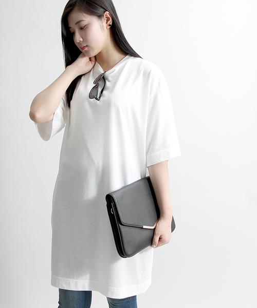 WEGO（ウィゴー）の「WEGO/BIG Teeワンピース（ワンピース・レディース・サックスブルー/ライトピンク/ブラック/ホワイト/ライトパープル・FREE）」の2枚目の写真